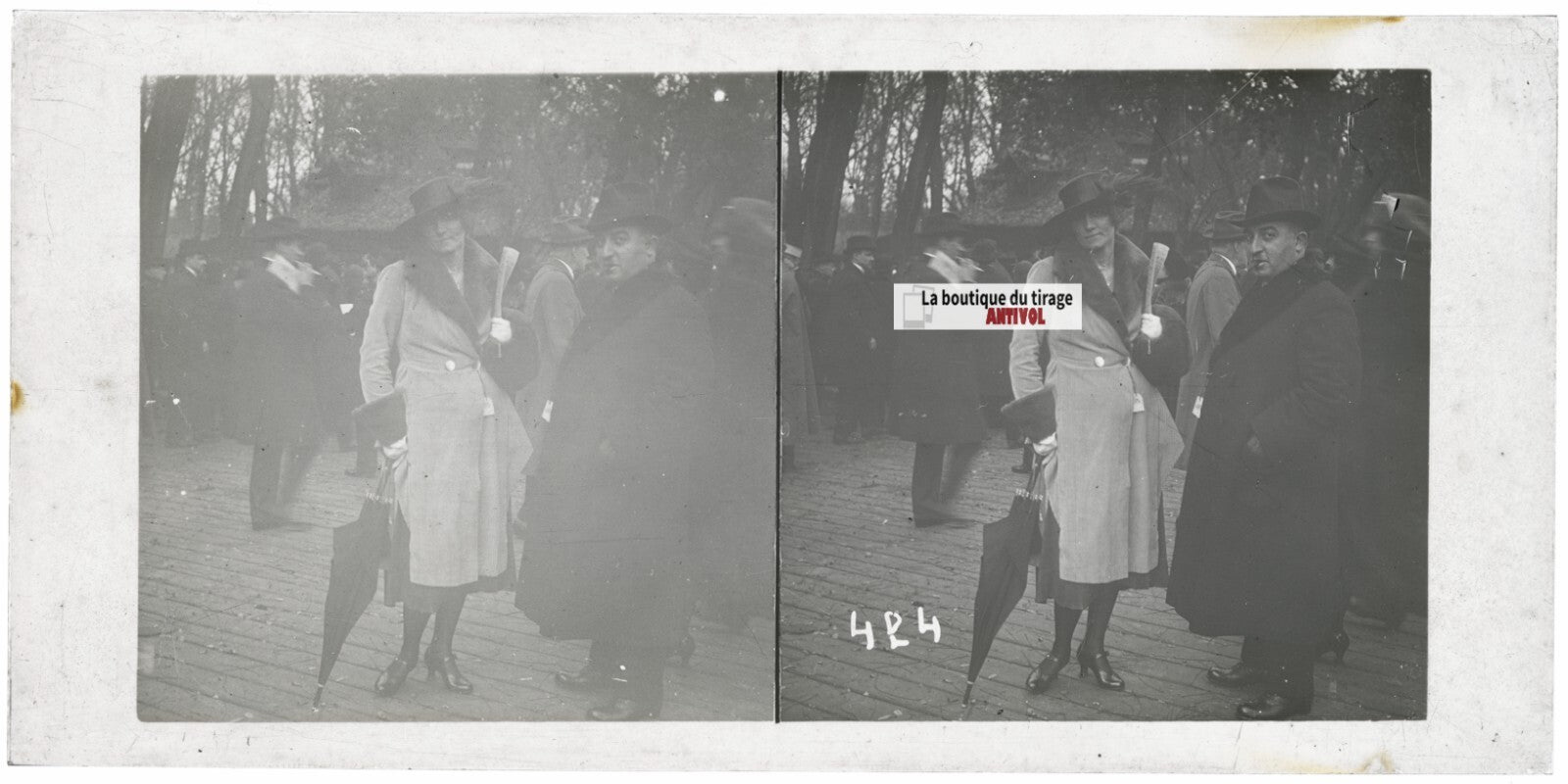 Hippodrome de Longchamp, Paris, plaque verre stéréoscopique, positif 8,5x17 cm