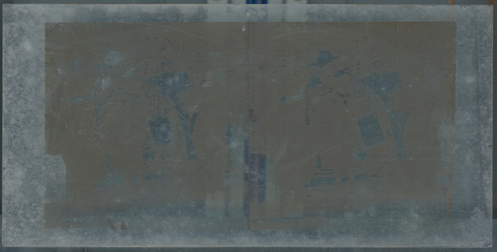 Hippodrome de Longchamp, Paris, stéréoscopie plaque verre, positif 8,5x17 cm