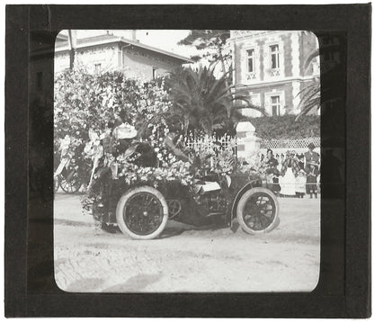 Carnaval de Nice, France, photo ancienne plaque de verre, positif 8,5x10 cm