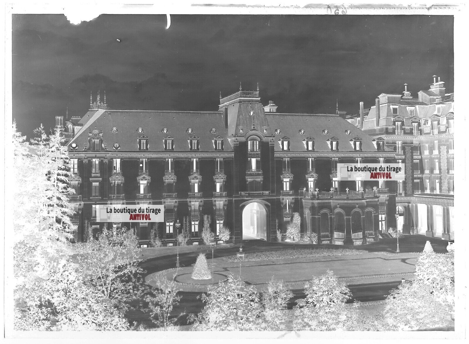 Plaque verre photo ancienne négatif noir et blanc 13x18 cm Vittel hôtel Cérès