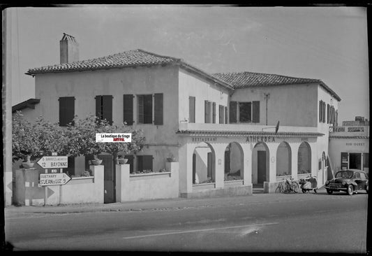 Bidart Atherbea, Plaque verre photo ancienne, négatif noir & blanc 10x15 cm