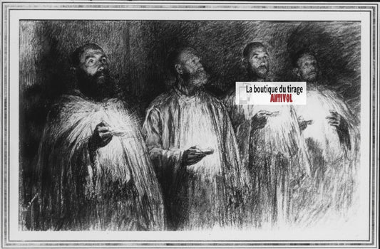 Luc, scène religieuse, dessin peinture plaque de verre, positif 8,5x10 cm