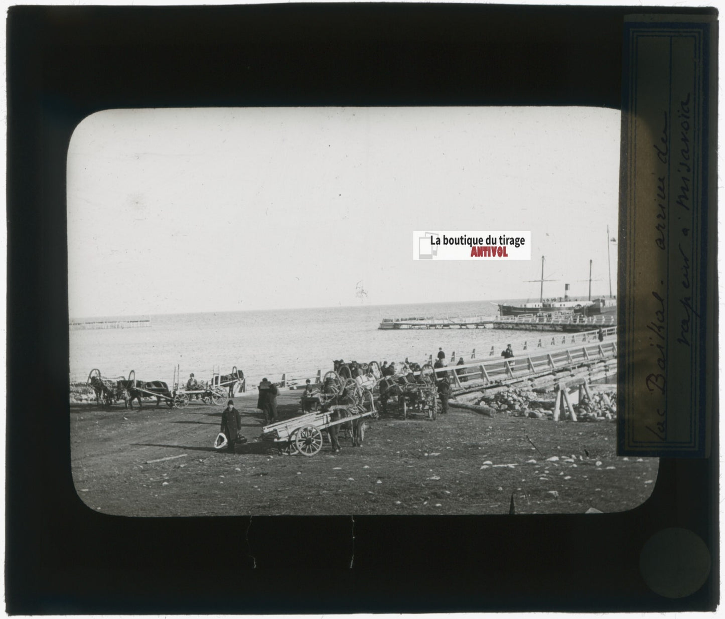Lac Baïkal, Russie, photo plaque verre, noir & blanc, positif 8,5x10 cm