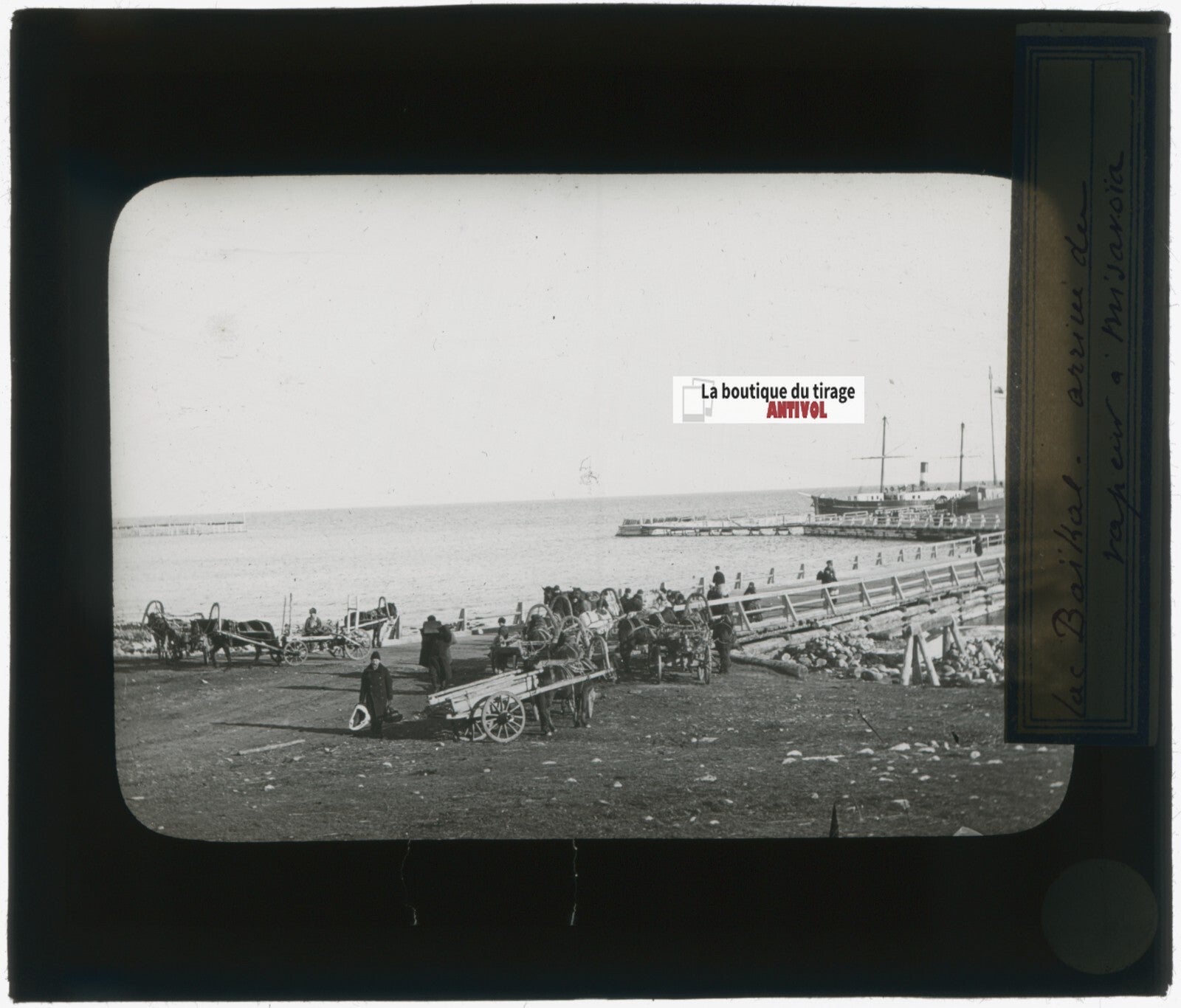 Lac Baïkal, Russie, photo plaque verre, noir & blanc, positif 8,5x10 cm