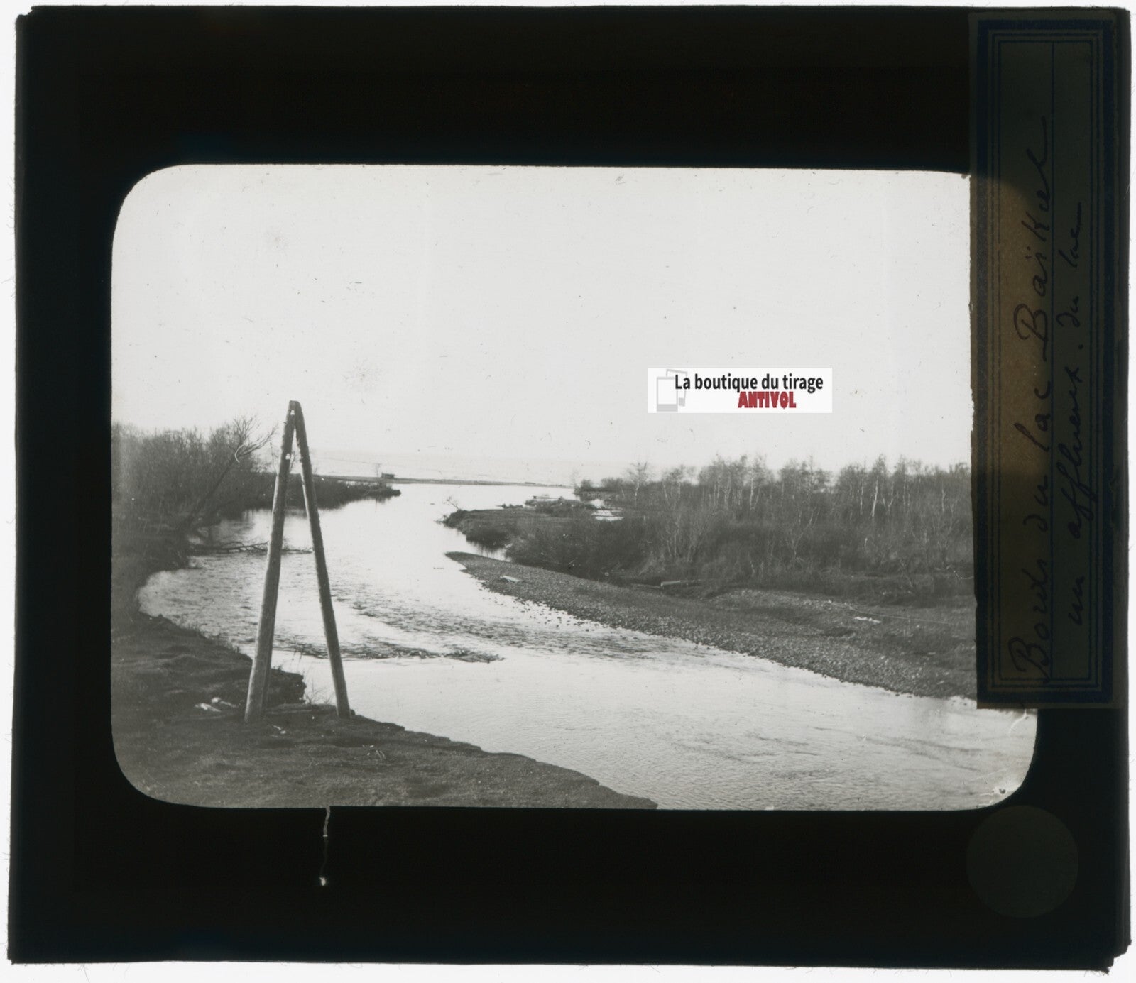 Lac Baïkal, Russie, photo plaque verre, noir & blanc, positif 8,5x10 cm