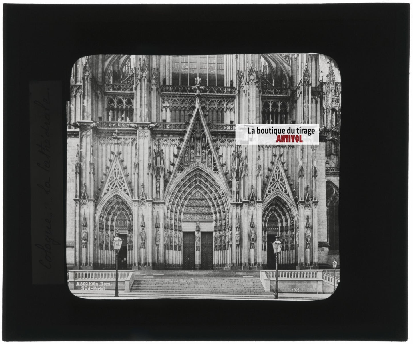 Cathédrale de Cologne, Allemagne, photo ancienne plaque verre, positif 8,5x10 cm