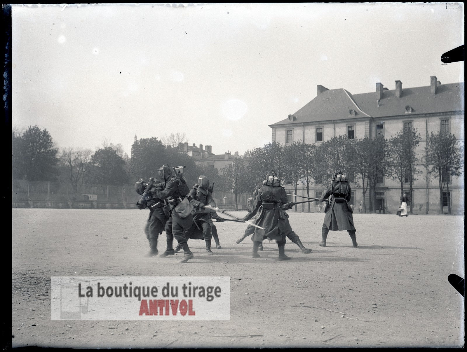 Caserne militaire Thiry, Nancy, plaque verre, photo ancienne, négatif 9x12 cm