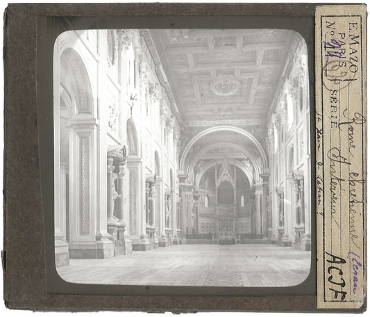 Basilique Saint-Jean-de-Latran, Rome, photo plaque verre, positif 8,5x10 cm
