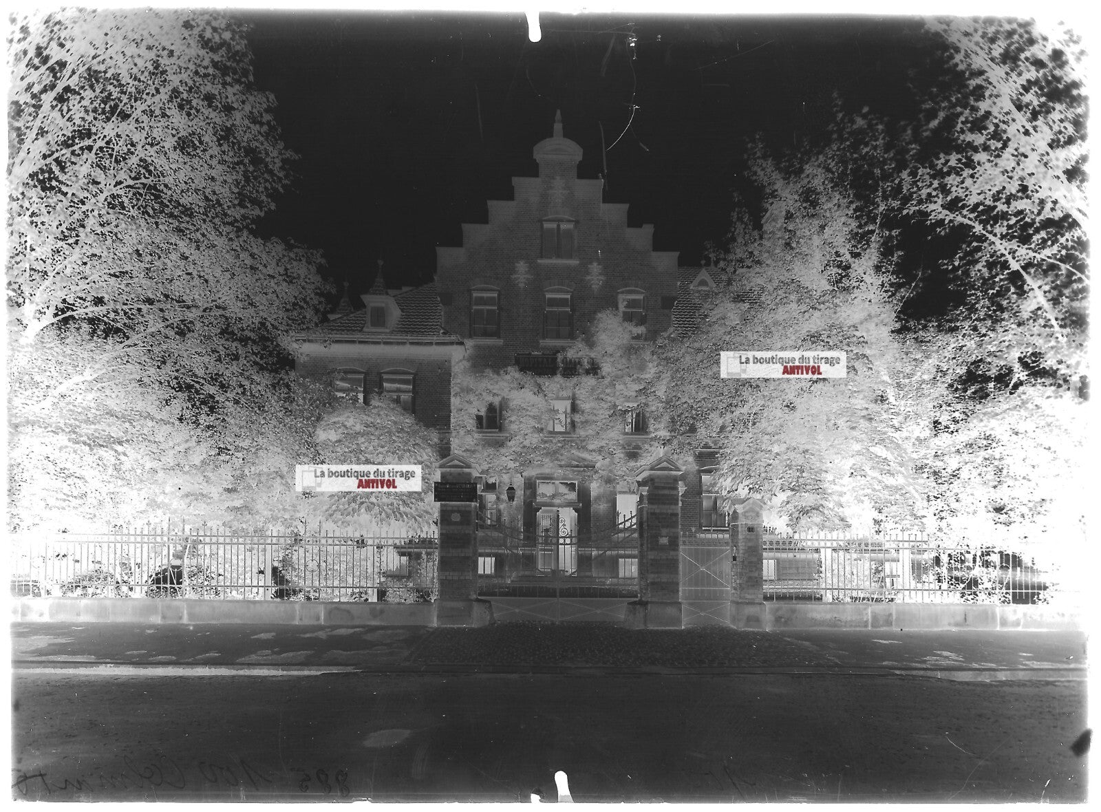 Plaque verre photo ancienne négatif noir et blanc 13x18 cm Colmar hôpital BAUR