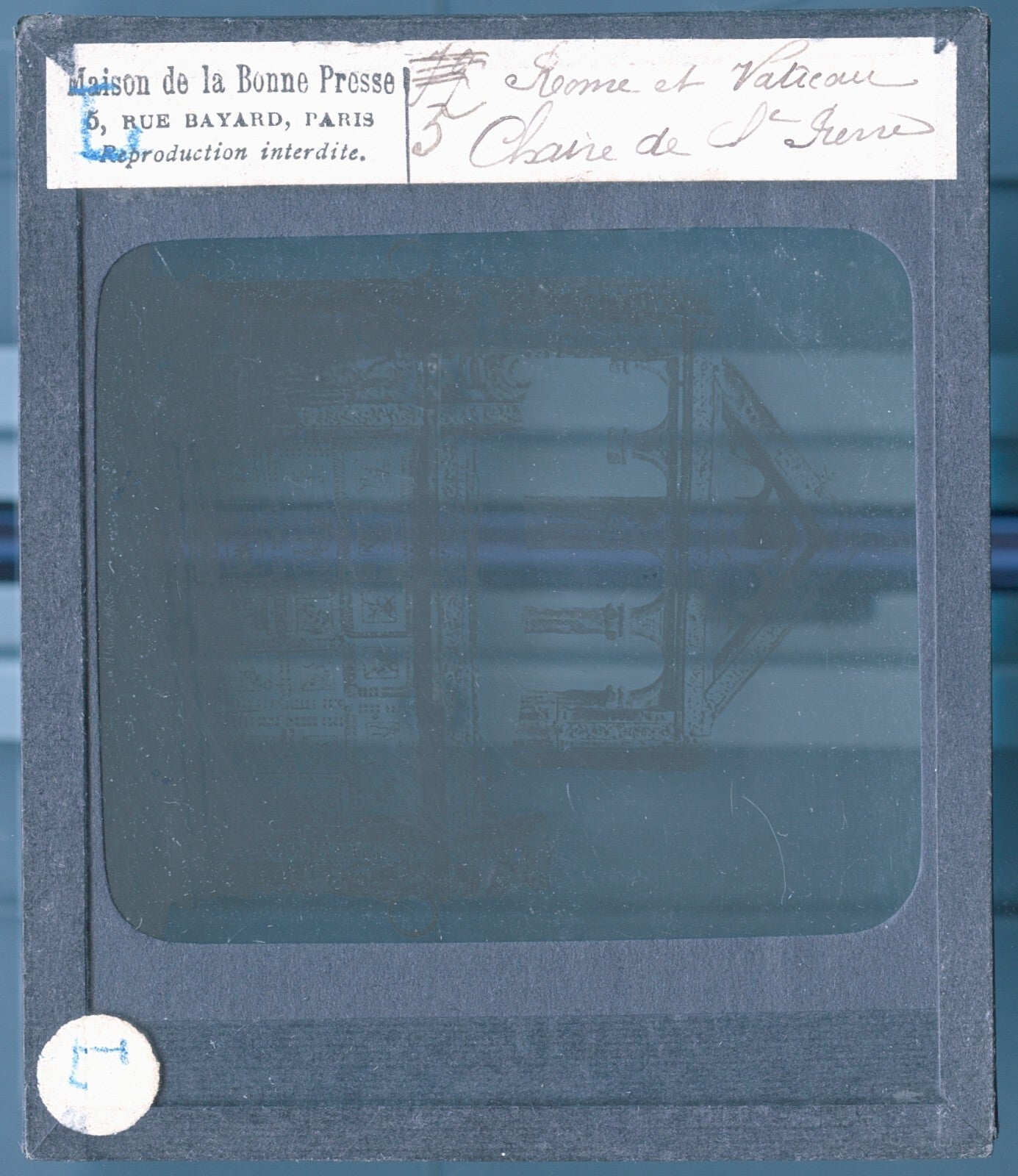 Chaire de Saint Pierre, Rome, photo ancienne plaque de verre, positif 8,5x10 cm