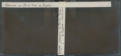 Pic du Midi de Bigorre, plaque verre photo stéréo, sépia 6x13 cm