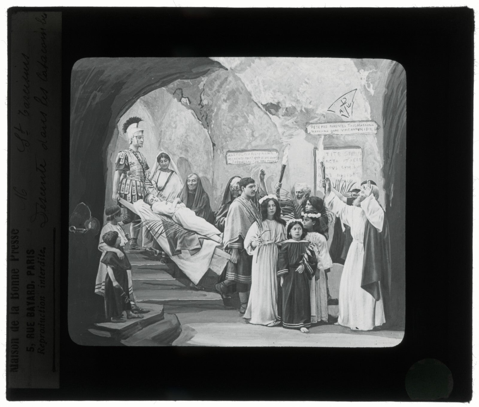 Tarcisius de Rome, Italie, dessin, photo plaque de verre, positif 8,5x10 cm