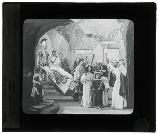 Tarcisius de Rome, Italie, dessin, photo plaque de verre, positif 8,5x10 cm