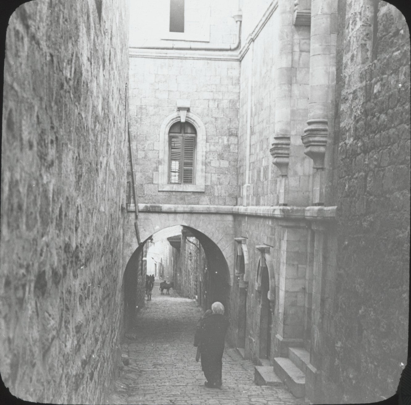 Maison de Sainte-Véronique, Jérusalem, photo plaque de verre, positif 8,5x10 cm