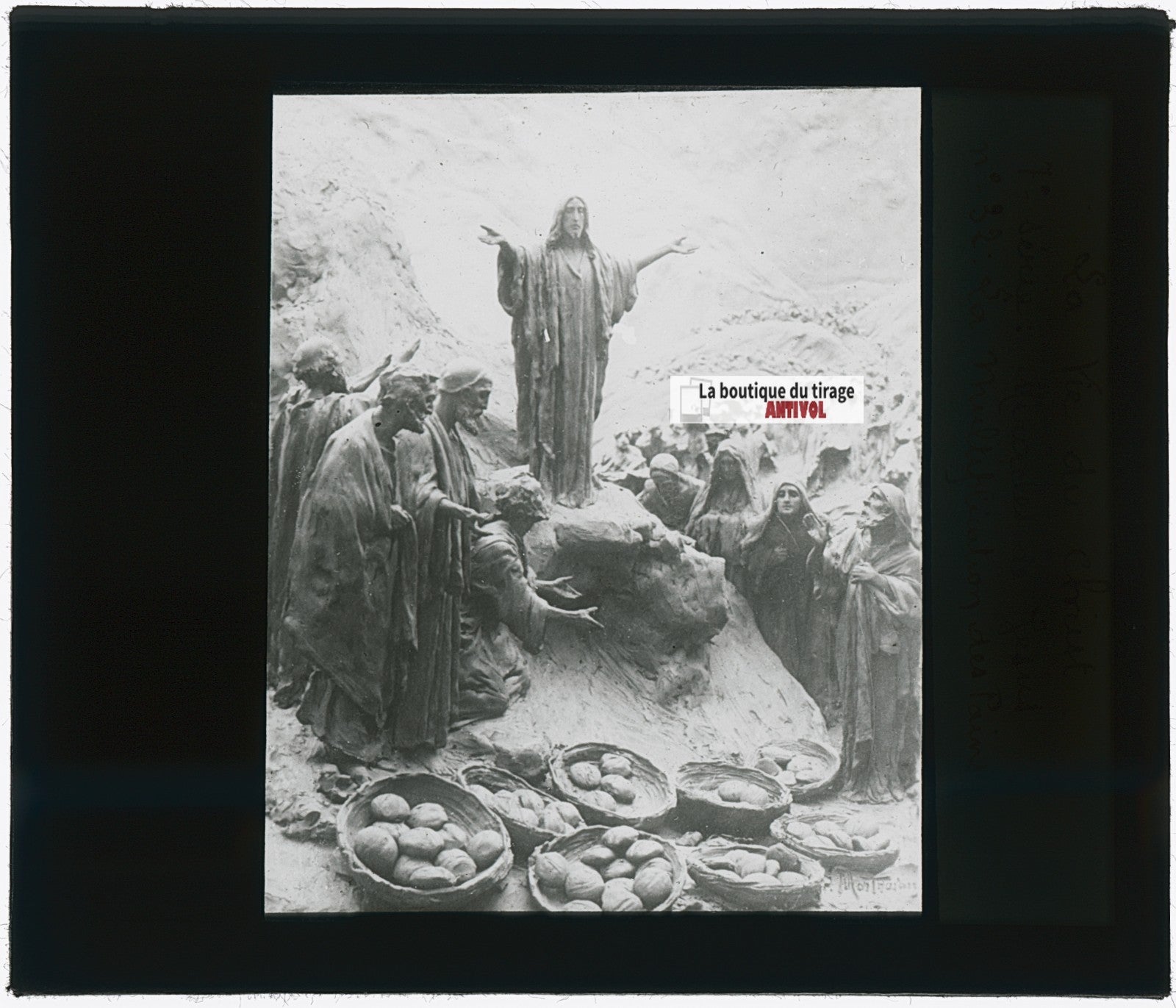 La Multiplication des pains, photo plaque verre, noir & blanc, positif 8,5x10 cm