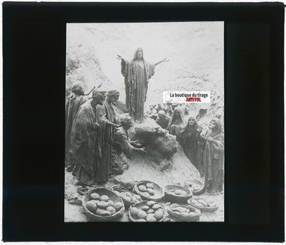 La Multiplication des pains, photo plaque verre, noir & blanc, positif 8,5x10 cm