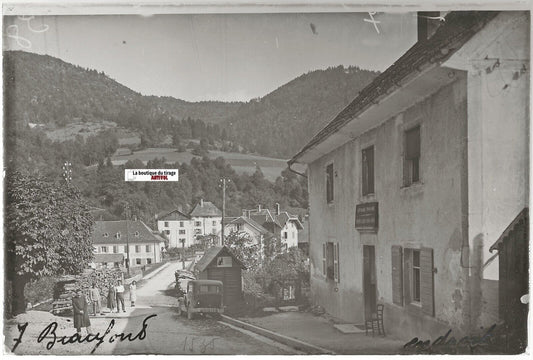 Biaufond, Doubs, Plaque verre photo ancienne, positif noir & blanc 10x15 cm