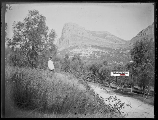 Saint-Jeannet, Provence, Plaque verre photo, négatif noir & blanc 9x12 cm