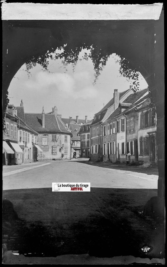 Plaque verre photo ancienne, négatif noir & blanc 9x14 cm, Phalsbourg, Moselle