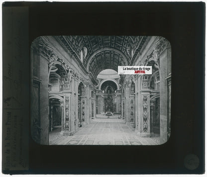 Basilique Saint-Pierre, Rome, Italie, photo plaque de verre, positif 8,5x10 cm