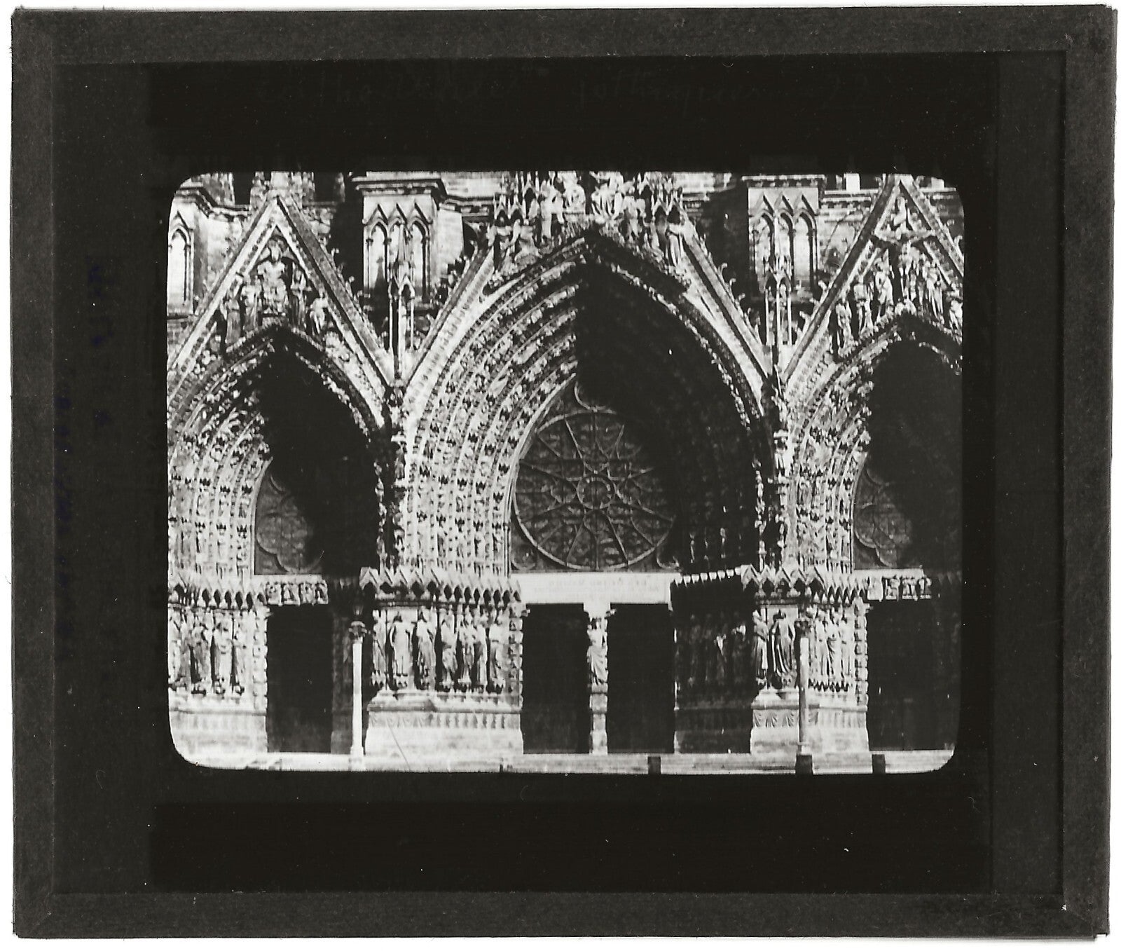 Cathédrale Notre-Dame de Reims, photo plaque de verre, positif 8,5x10 cm