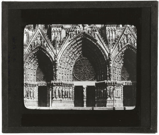 Cathédrale Notre-Dame de Reims, photo plaque de verre, positif 8,5x10 cm