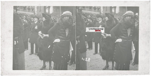 Hippodrome de Longchamp, Paris, stéréoscopie plaque verre, positif 8,5x17 cm