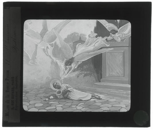 Tarcisius de Rome, Italie, dessin, photo plaque de verre, positif 8,5x10 cm