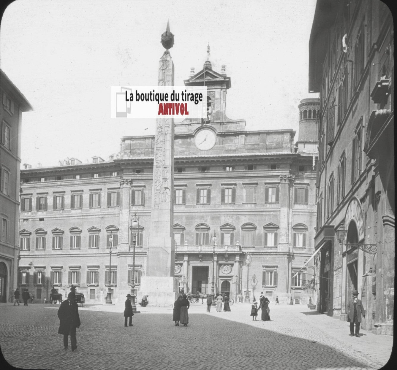 Palais Montecitorio, Rome, photo ancienne plaque verre, positif 8,5x10 cm
