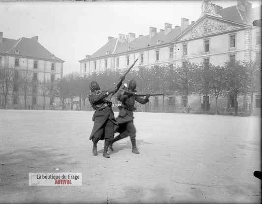 Caserne Thiry, Nancy, WW1, plaque verre, photo ancienne, négatif 9x12 cm