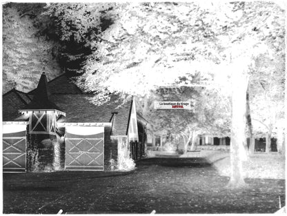 Plaque verre photo ancienne négatif noir et blanc 18x24 cm château Bailly France