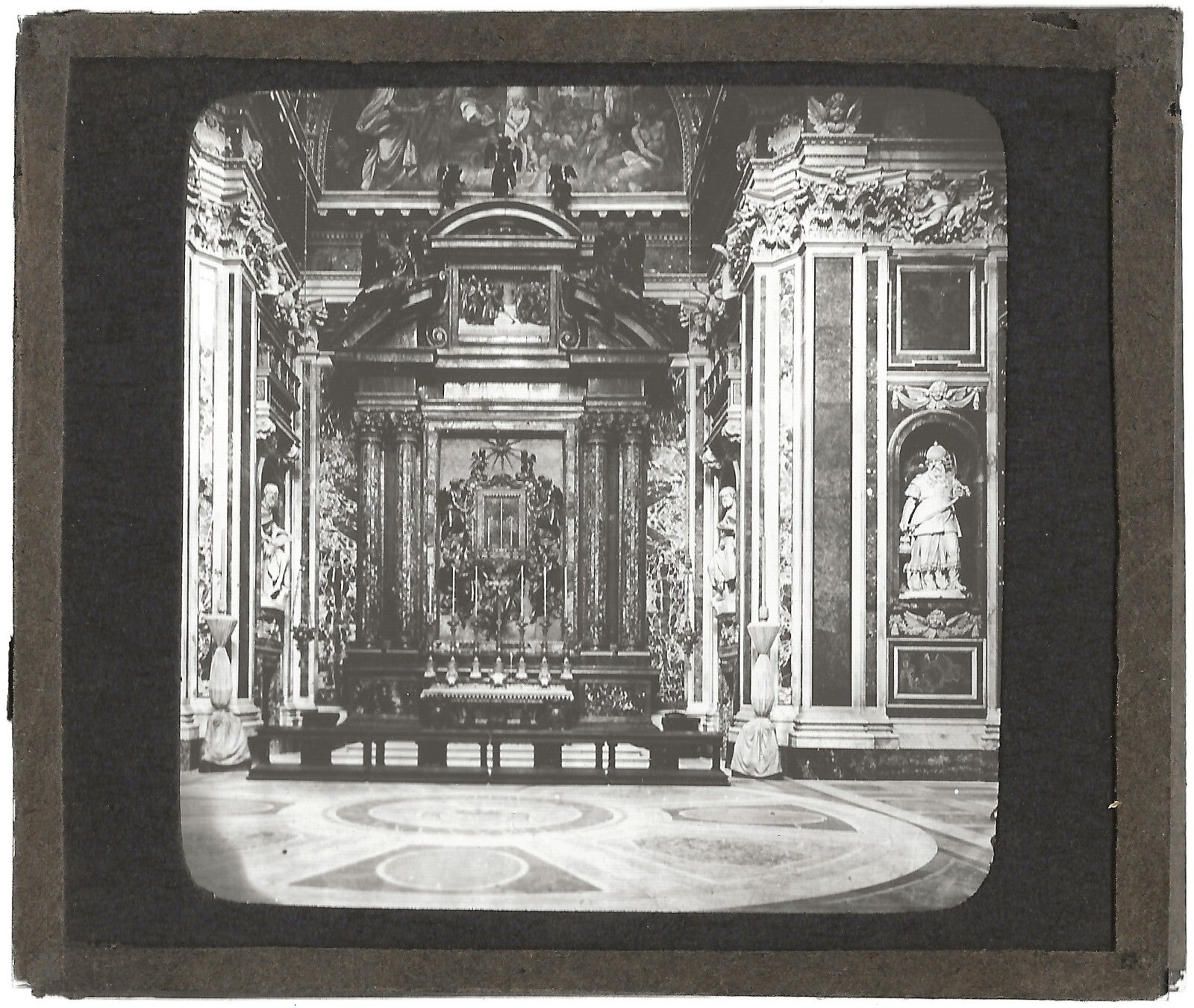 Chapelle Borghese, Rome, photo ancienne plaque verre, positif 8,5x10 cm