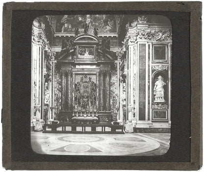 Chapelle Borghese, Rome, photo ancienne plaque verre, positif 8,5x10 cm