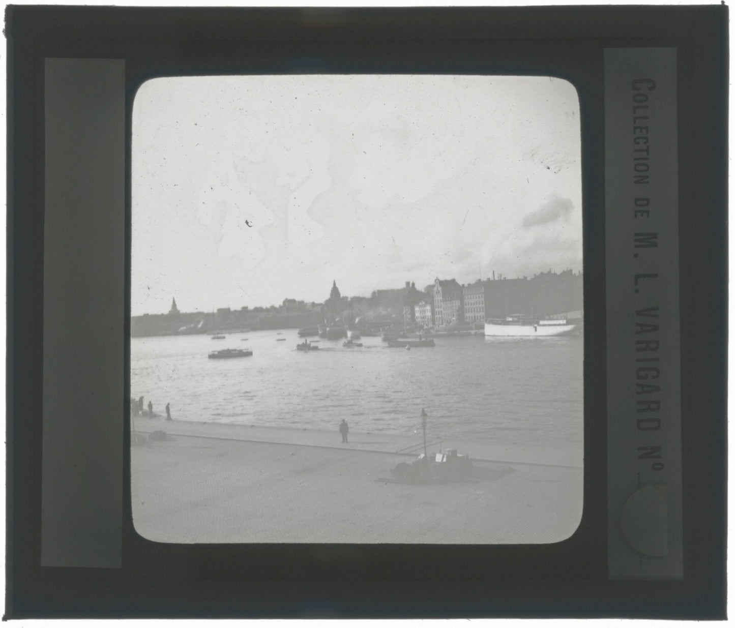 Bateaux, Stockholm Suéde, photo ancienne plaque de verre, positif 8,5x10 cm