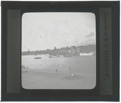 Bateaux, Stockholm Suéde, photo ancienne plaque de verre, positif 8,5x10 cm