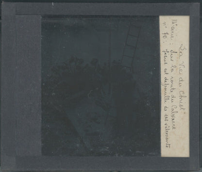 Préparation de la crucifixion, photo plaque verre, noir & blanc, 8,5x10 cm