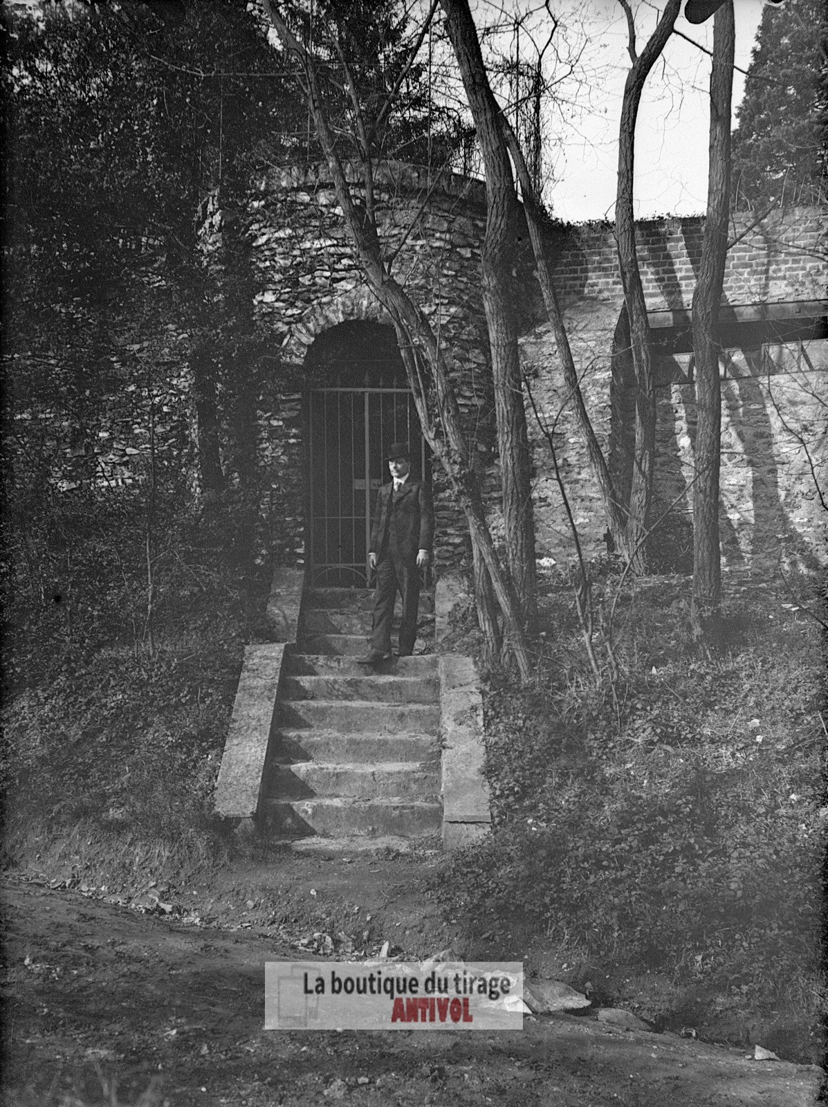 Montmorency, Val-d'Oise, homme, plaque verre, photo ancienne, négatif 9x12 cm