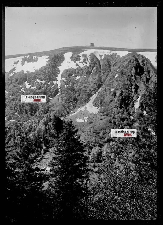 Plaque verre photo ancienne négatif noir et blanc 13x18 cm Hautes-Vosges Hohneck