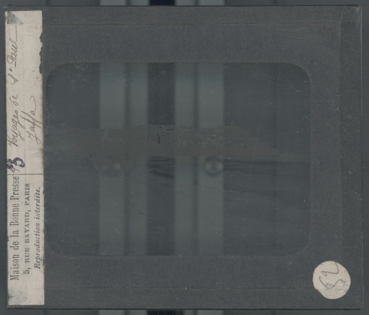 Plage de Jaffa, Israël, photo plaque verre, noir & blanc, positif 8,5x10 cm