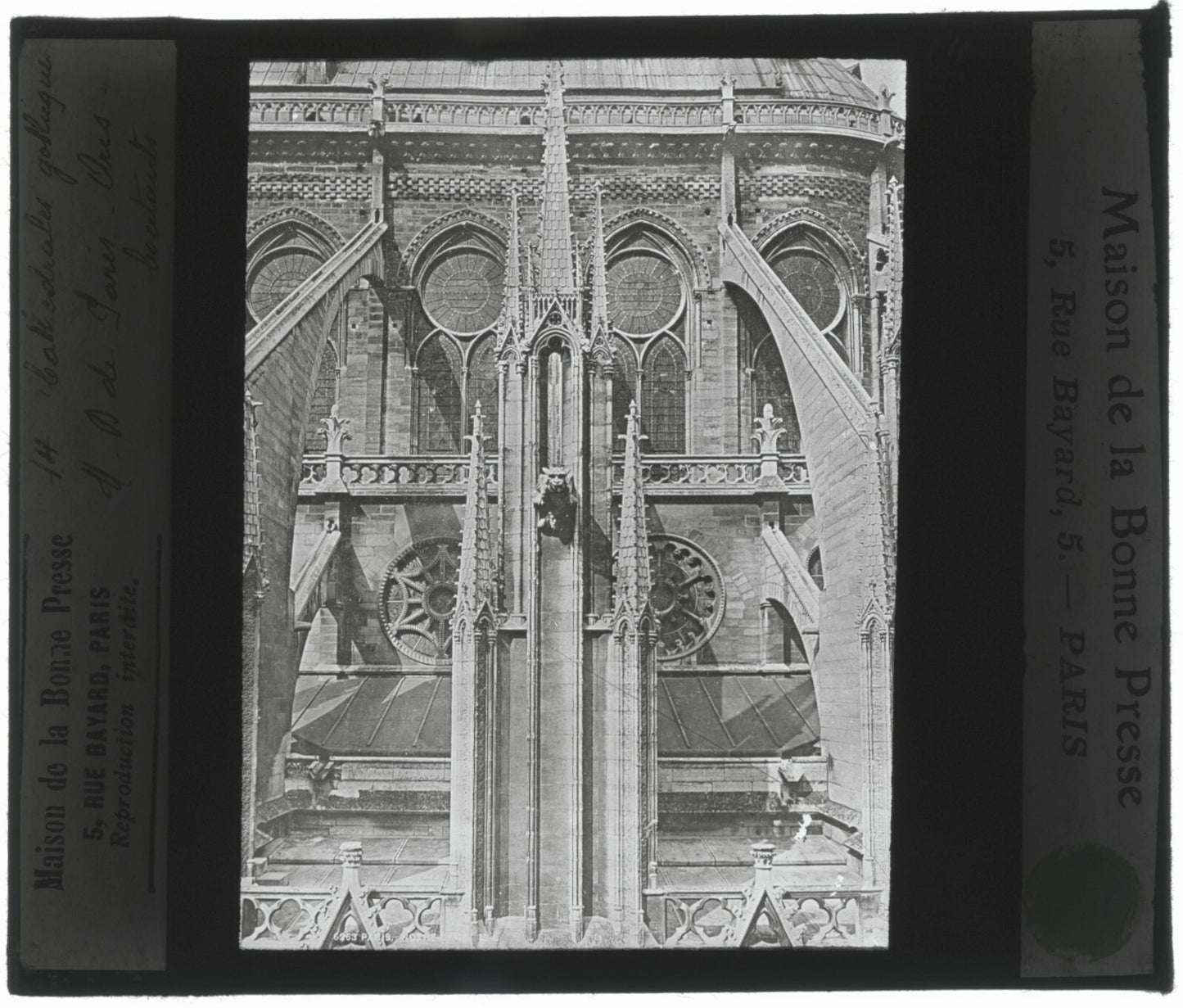 Cathédrale Notre-Dame de Paris, photo ancienne plaque verre, positif 8,5x10 cm
