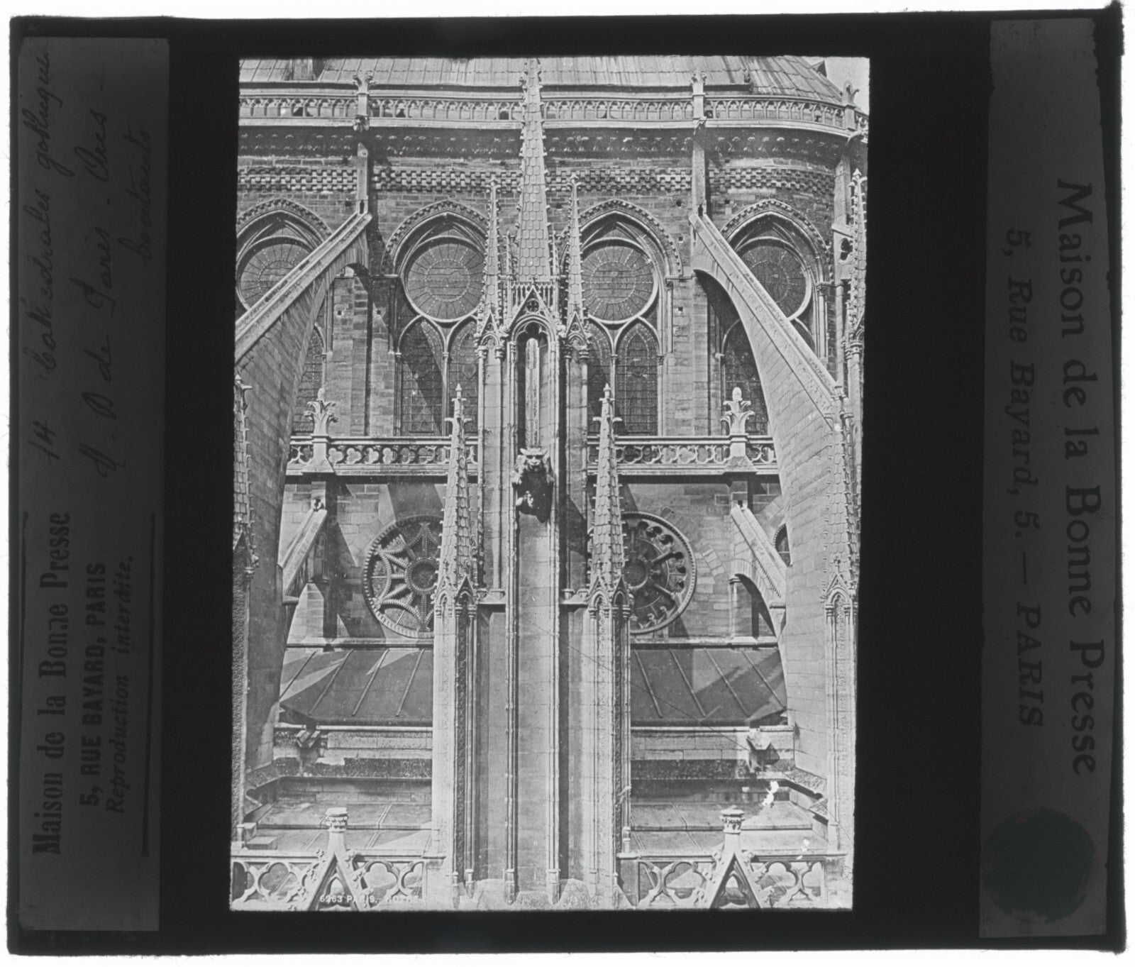 Cathédrale Notre-Dame de Paris, photo ancienne plaque verre, positif 8,5x10 cm