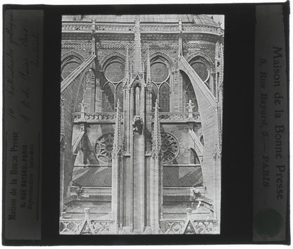 Cathédrale Notre-Dame de Paris, photo ancienne plaque verre, positif 8,5x10 cm