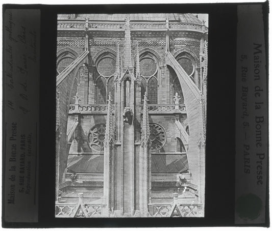 Cathédrale Notre-Dame de Paris, photo ancienne plaque verre, positif 8,5x10 cm