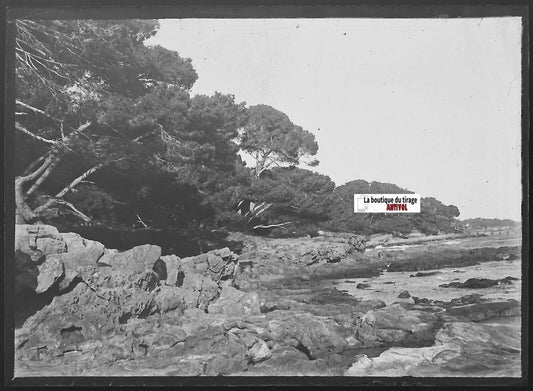 Mer paysage, France, Plaque verre photo ancienne, négatif noir & blanc 6x9 cm - La Boutique Du Tirage 