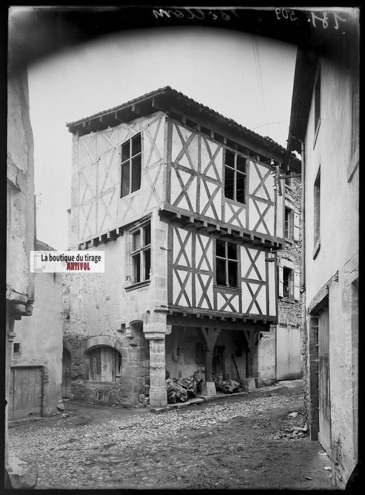 Plaque verre photo ancienne négatif noir et blanc 13x18 cm Billom maison