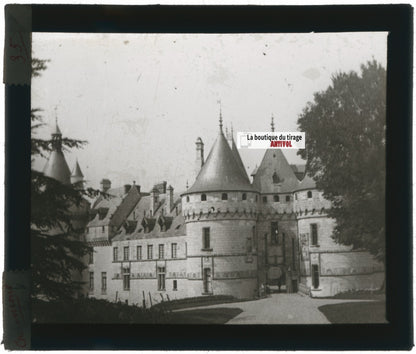 Château, Chaumont-sur-Loire, photo ancienne plaque de verre, positif 8,5x10 cm