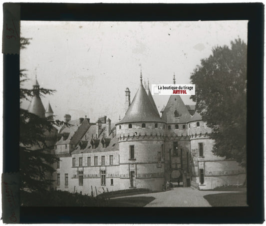 Château, Chaumont-sur-Loire, photo ancienne plaque de verre, positif 8,5x10 cm