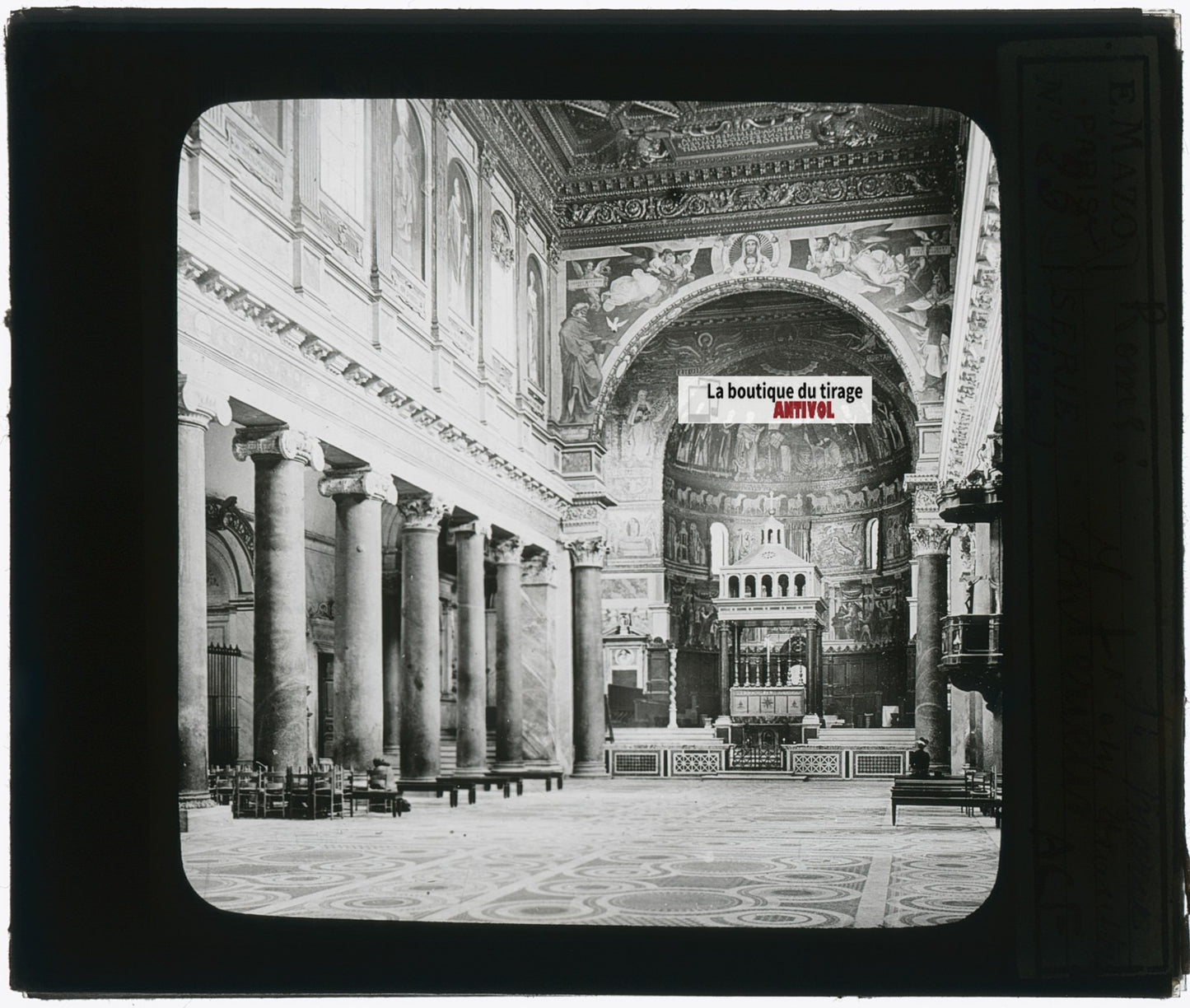Rome Italie, Basilique, photo plaque verre, noir & blanc, positif 8,5x10 cm