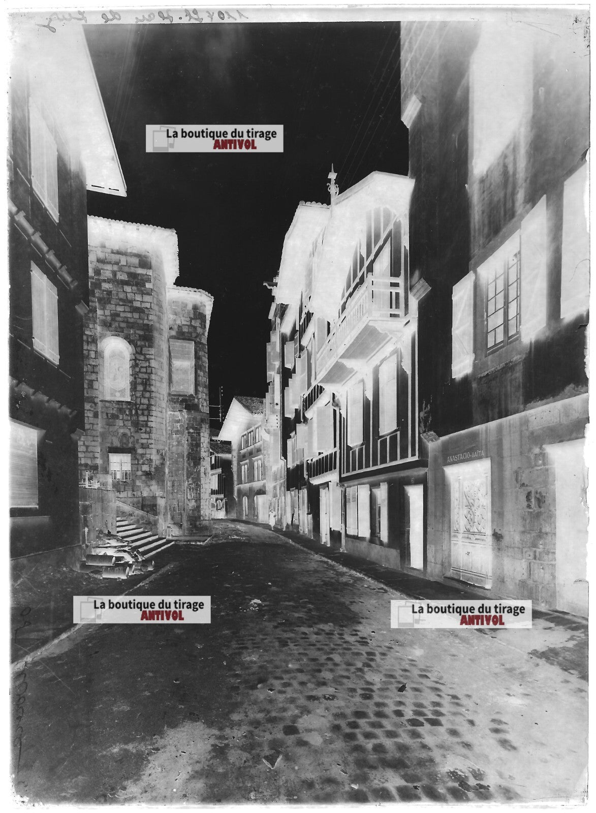 Plaque verre photo ancienne négatif noir et blanc 13x18 cm Saint Jean De Luz