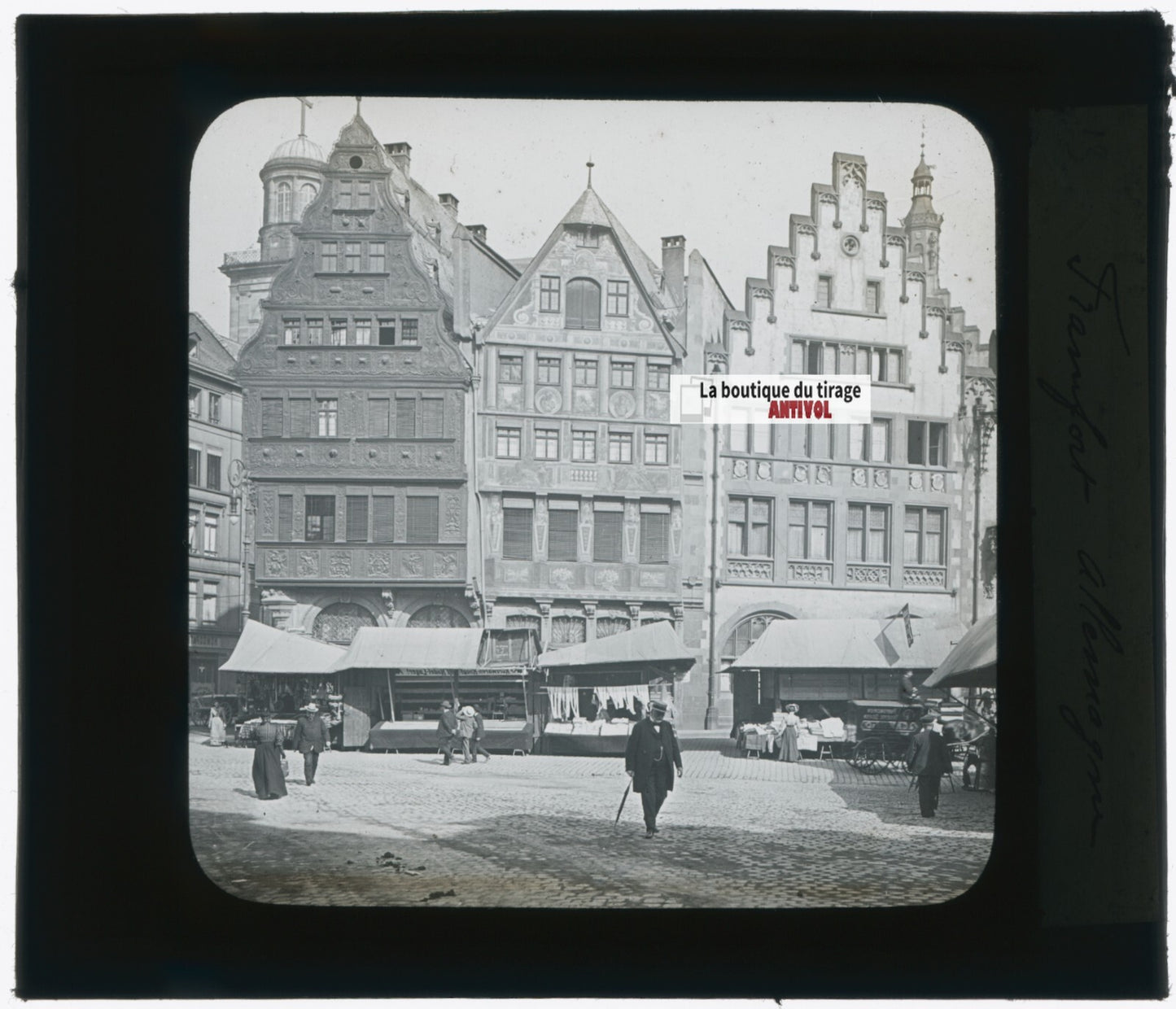 Francfort, Allemagne, photo plaque verre, noir & blanc, positif 8,5x10 cm